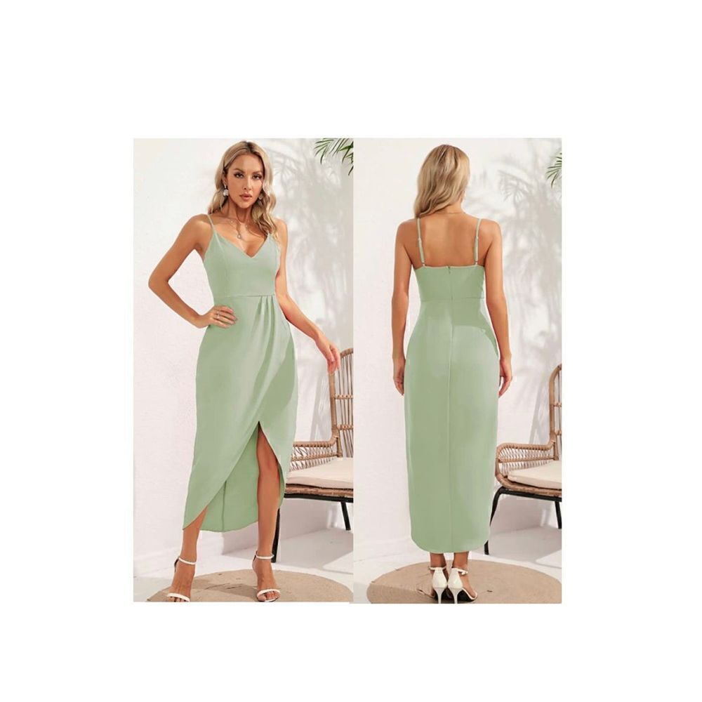 CMZ2005 V Neck Backless Maxi Dress Sleeveless Spaghetti Straps Cocktail Dresses